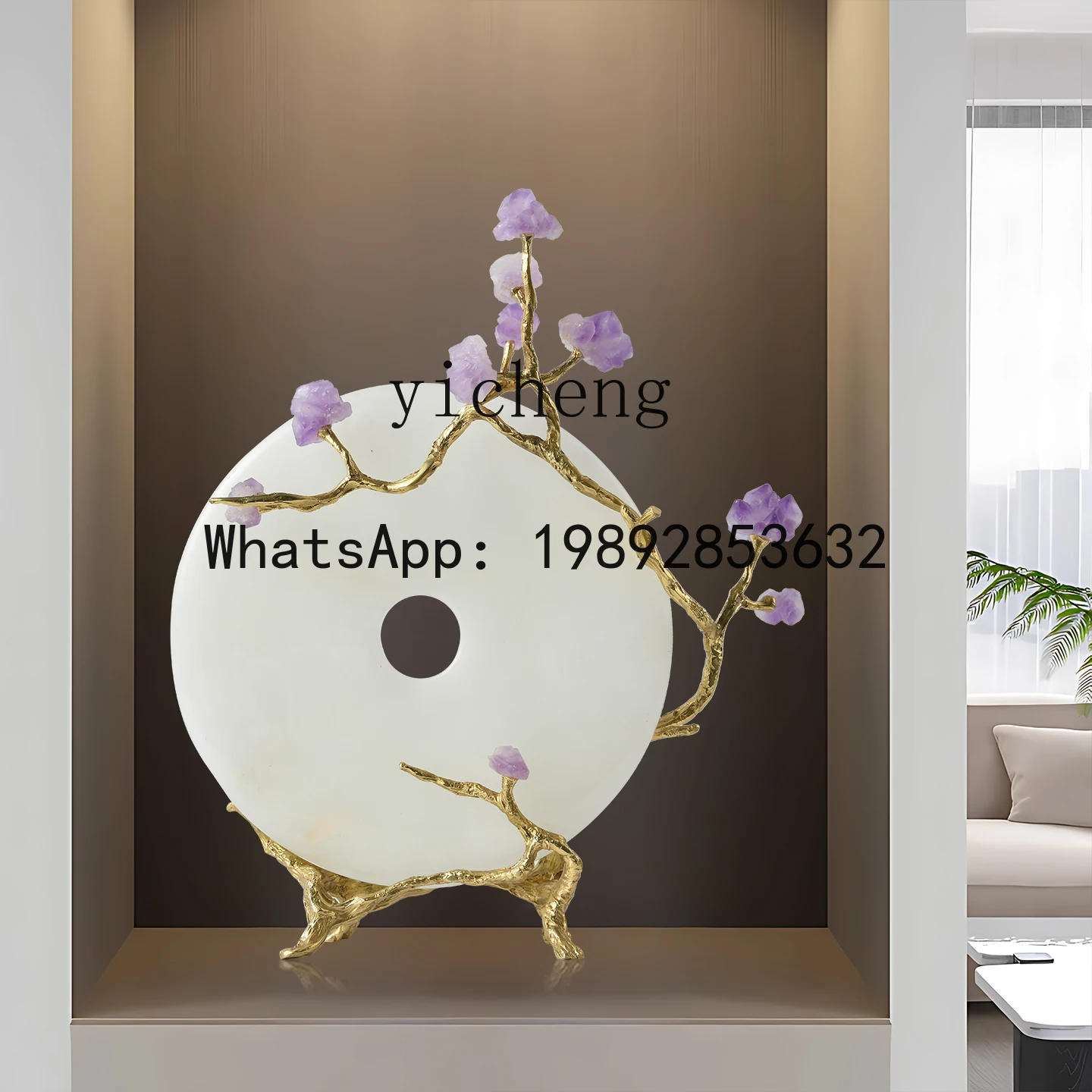 X6  Entrance Tabletop Peace Buckle Ornament Light Luxury Amethyst Living Room Wine Cabinet TV Cabinet Decoration
