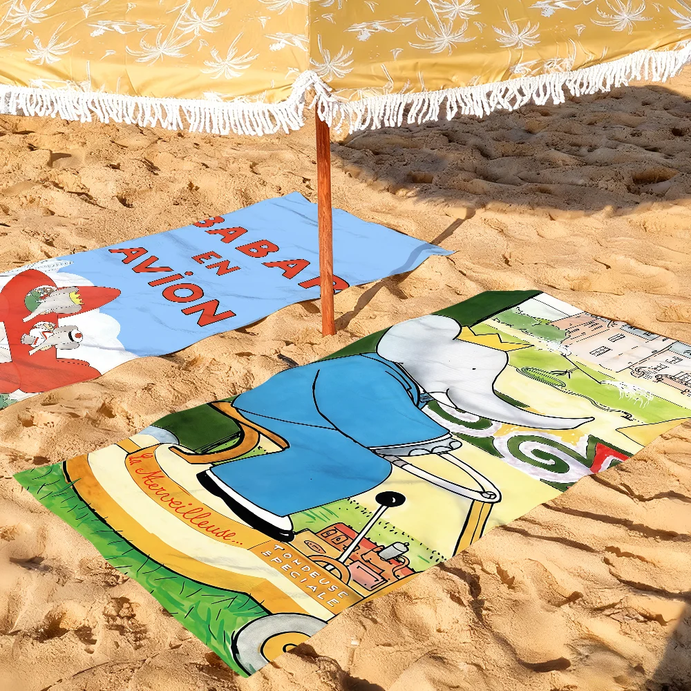 Anime Babar The Elephant Beach Towel For Beaches Yoga Studios Gyms Hot Springs Swimming Pools And Picnics