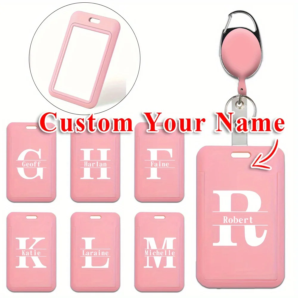 غطاء حماية لبطاقة الموظف باسم مخصص مع مشبك سلسلة مفاتيح غطاء حامل بطاقة الاسم متين وقابل للتمديد