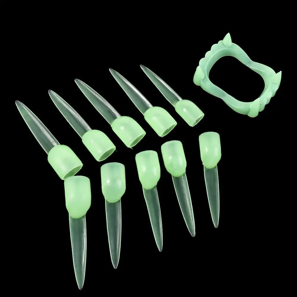 يتوهم أسنان مضيئة وهمية الأسنان توهج في الظلام الإبداعية هالوين الكلاب الأسنان سلامة صغيرة متوهجة إصبع حامي الطرف #2