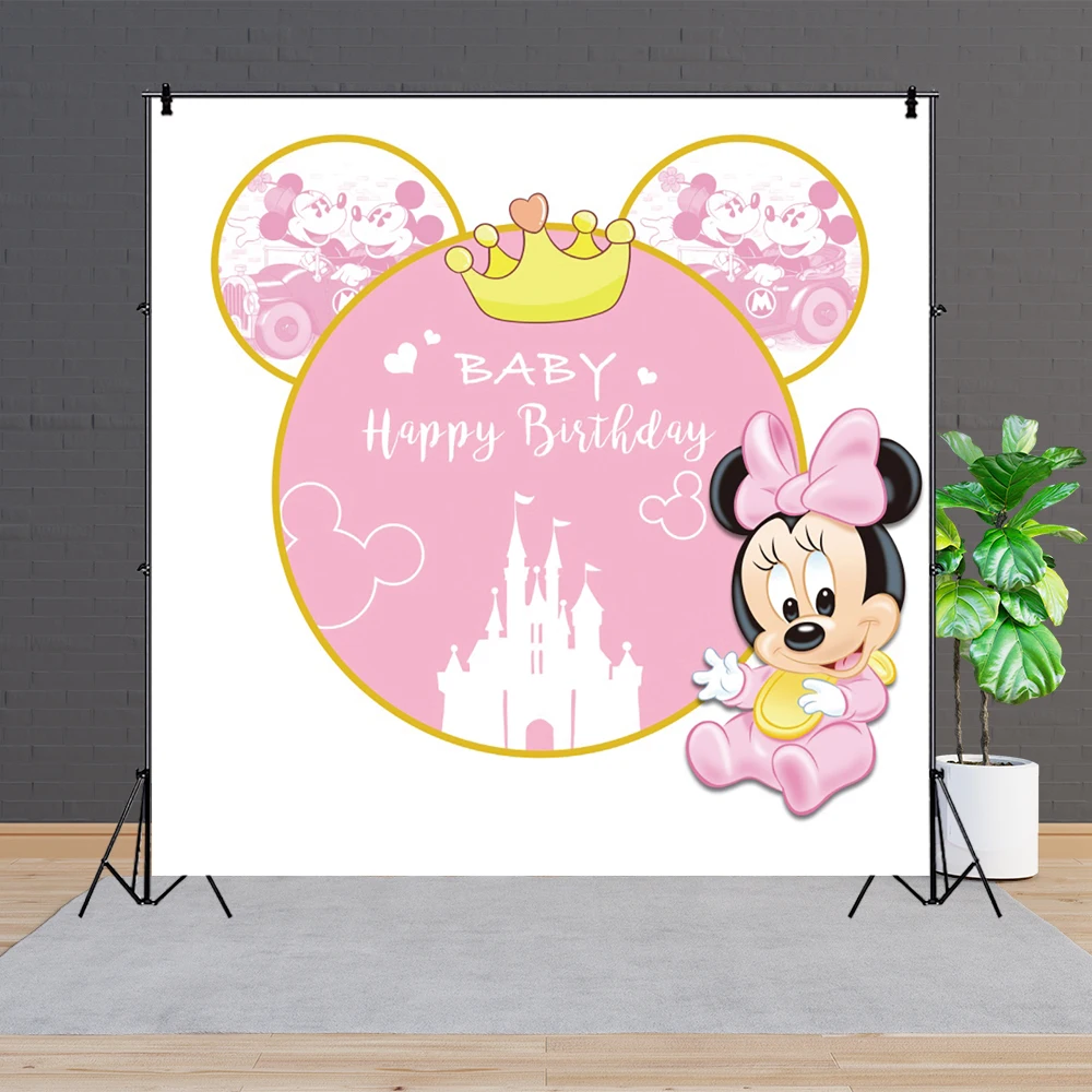 Micky Mouse Baby Shower Girl Boy Photo Backdrop Background Photography Birthday Party Decoration Props Supplies Banner Customize