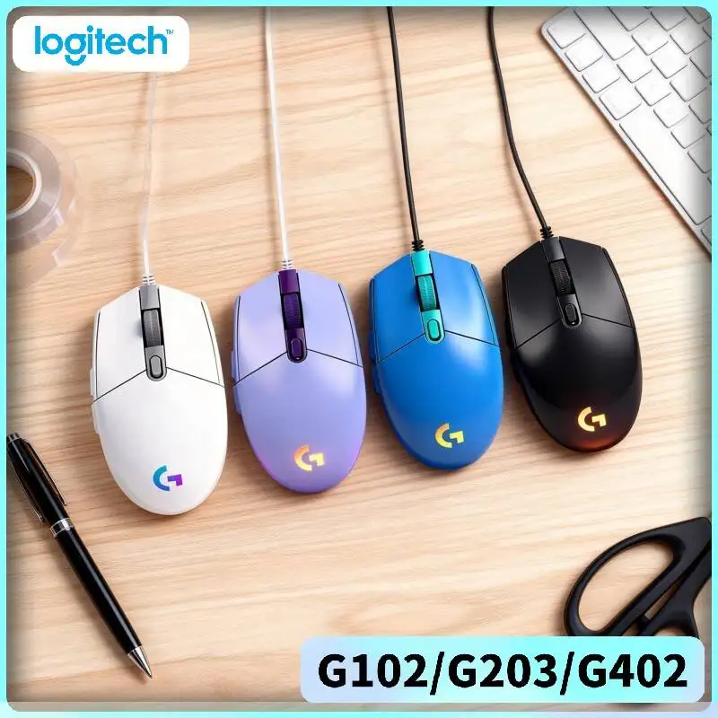 

G102 G203 G402 Logitech Wired RGB Gaming Mouse Slim Size Portable Design Great for Laptop and Outdoor Gaming Use