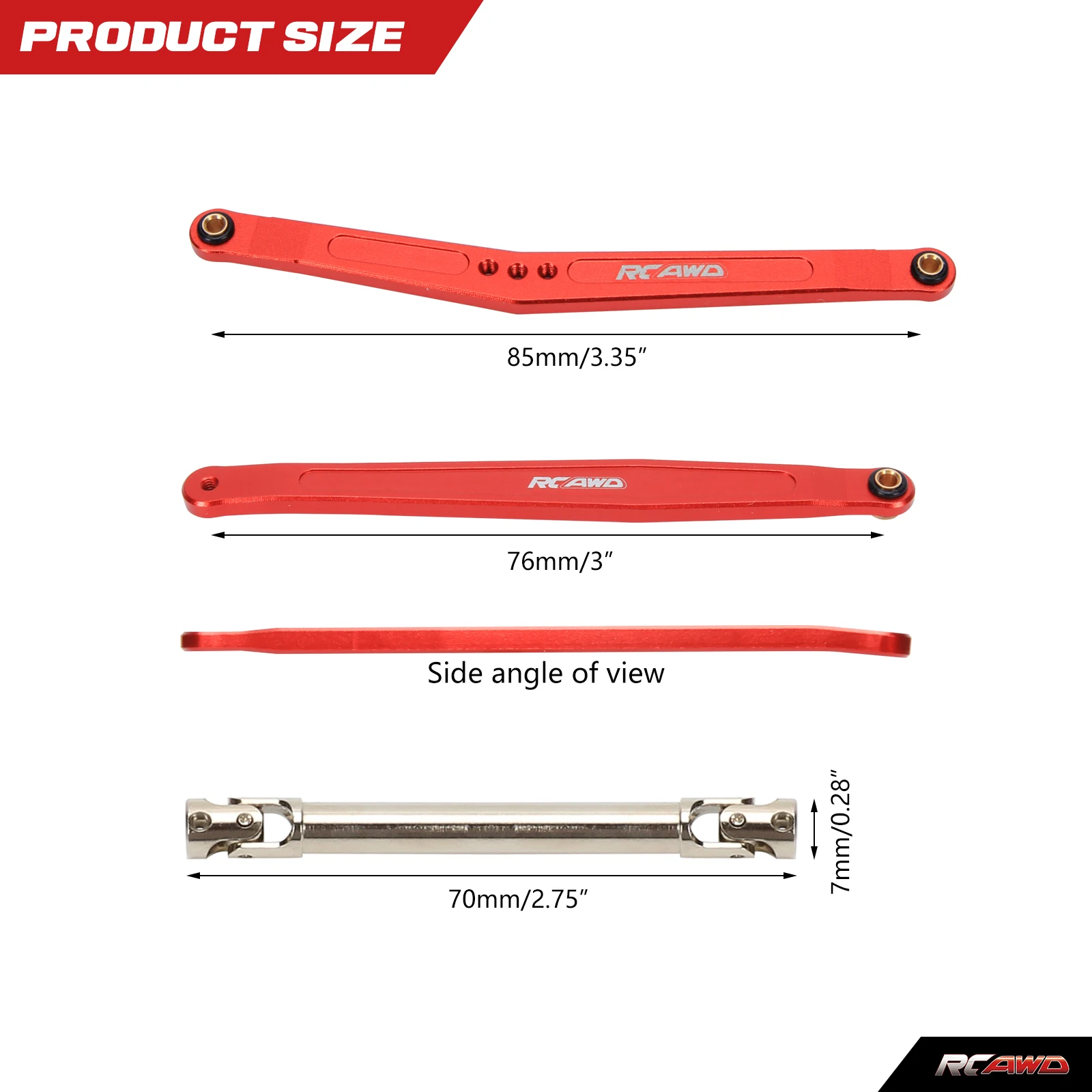 Alloy 35mm extended upper/lower linkage&70mm+ CVD center drive shaft for FMS EAZYRC Roc Hobby FCX24 1/24 crawlers Upgrades parts