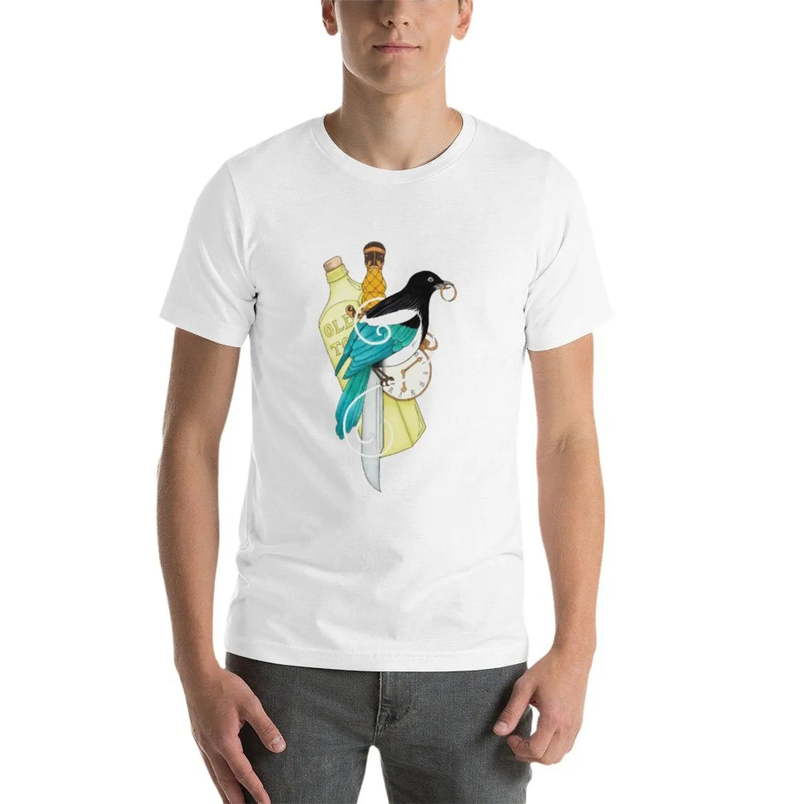 العقعق تي شيرت قميص القطن تي شيرت أساسي تي شيرت رجل العثور على الأسرة الرب