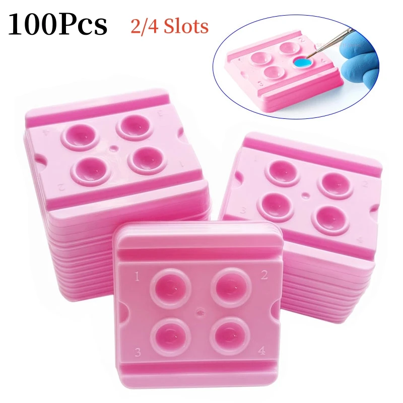 

100Pcs Dental Mixing Wells Disposable Denture Processing Mixing Trays 2/4 Slots Composite Material Plastic Palette Dentist Tools