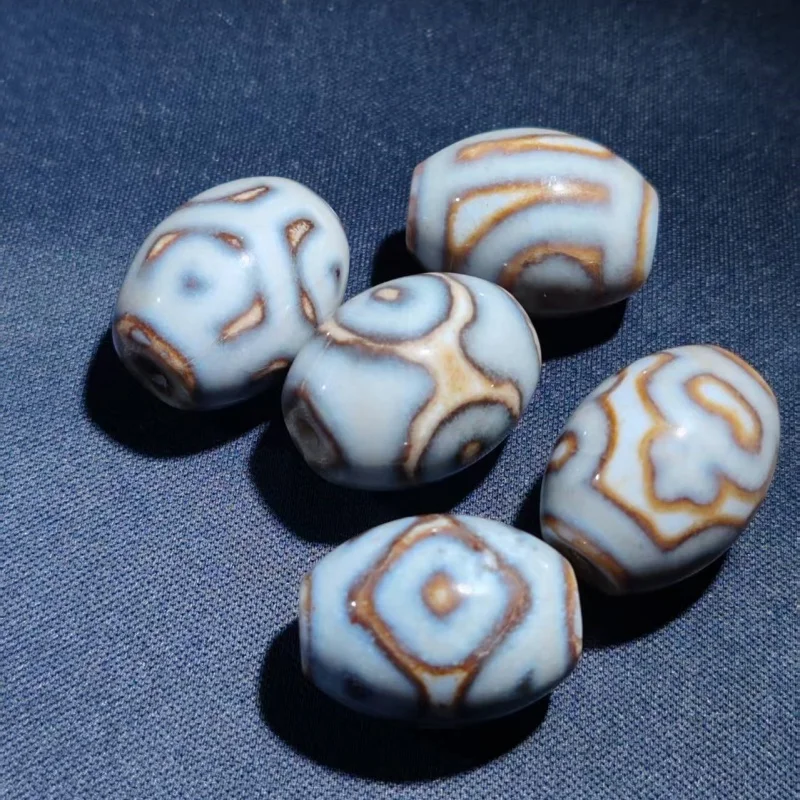 

1pcs/lot natural Dalo Onyx Dzi Taiwanese craftsmanship blue 22*18㎜ Tibetan With beads Weathered patterns diy jewelry