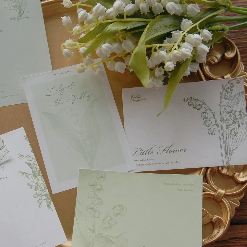

30pcs Green Lily of The Valley Design Message Paper Creative Craft Paper Background Scrapbooking DIY