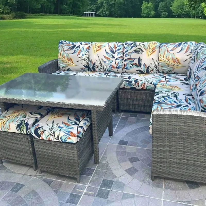 New Tropical Leaf Print Sofa Cover Waterproof Stretch Fabric Sectional Couch Protector Non-Slip UV Resistant for Patio Furniture
