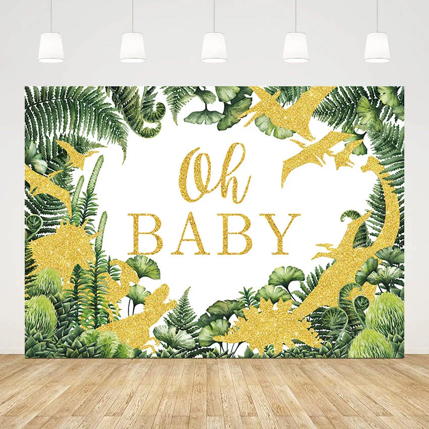 Mehofond Oh Baby Gold Bats Backdrop for Baby Shower Portrait Safari Tropical Forest Photography Background Photo Studio Banner