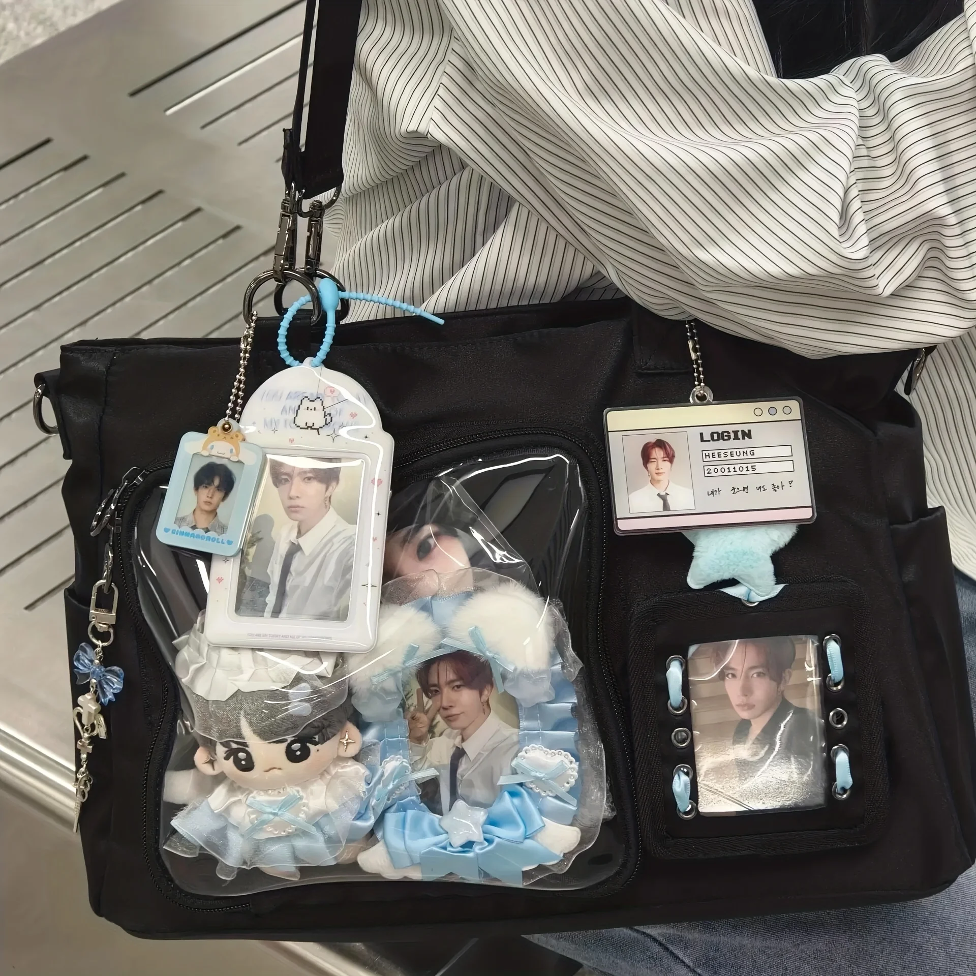 Nueva Bolsa de Nailon Transparente de Gran Capacidad, Estilo Japonés, Casual, Académica, con Diseño de Anime, para Compras, Viajes, Fiestas, Conveniones de Anime, Festivales, y como Regalo para Amigos, Bolsa de Hombro o Bandolera