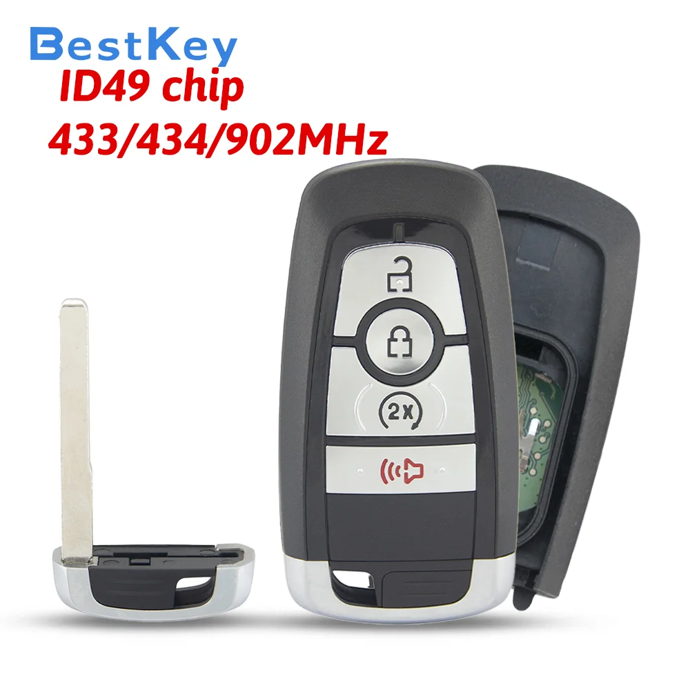 Best Key Genuine NXP NCF2951F ID49 Immobilizer Chip 4 Button Multi Band Remote Key Exact Fit Stable Fob For Ford Edge Ranger