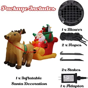 لعبة نفخ زينة عيد الميلاد ، سانتا إلك زلاجة ، ضوء راحة LED ، حفلة عيد الميلاد ، داخلي ، خارجي ، دعامة فناء ، 2.2 م ، 7 أقدام أعلى 12 مبيعات نفخ حزب القضيب - No7