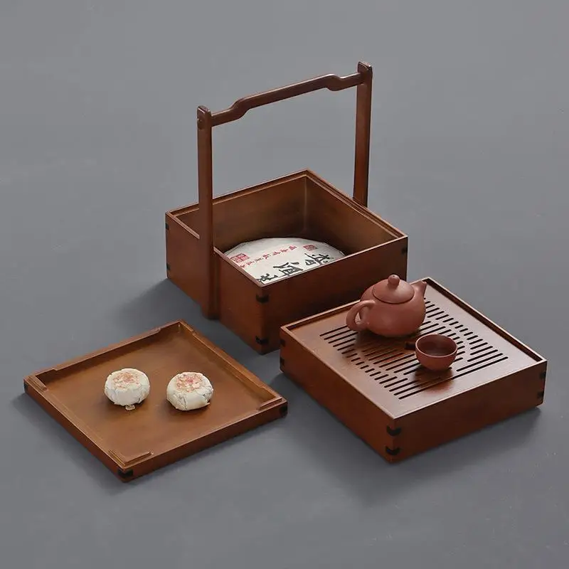 صندوق طعام صيني عتيق بطبقة مزدوجة من الخيزران، نزهة محمولة، سلة من الخيزران، دعائم تلفزيون لفيلم الفندق الشعبي #4