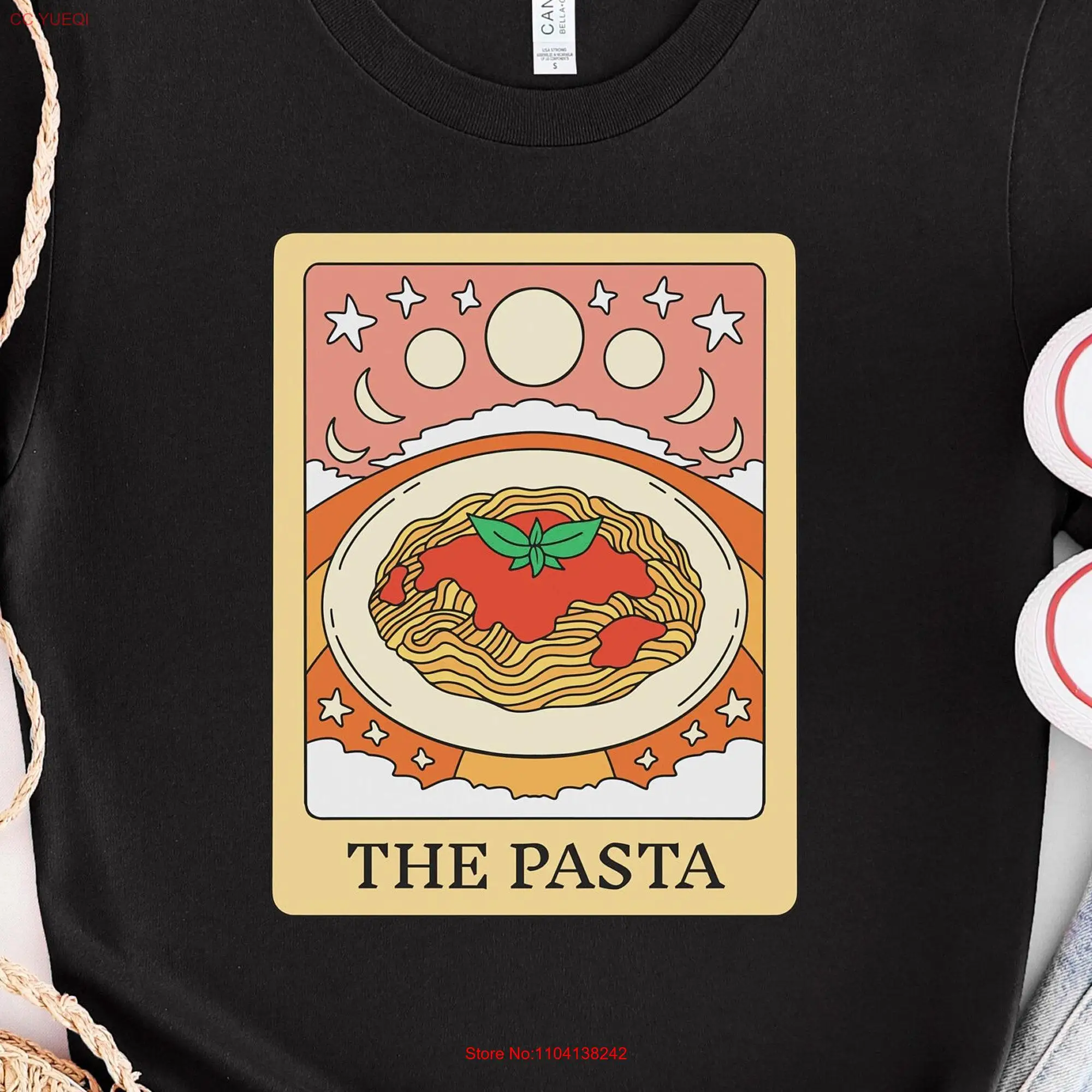 The Pasta Tarot Card T Shirt Italian Cuisine Lovers for Cooks and Chefs Kitchen Enthusiasts Food long or short sleeves