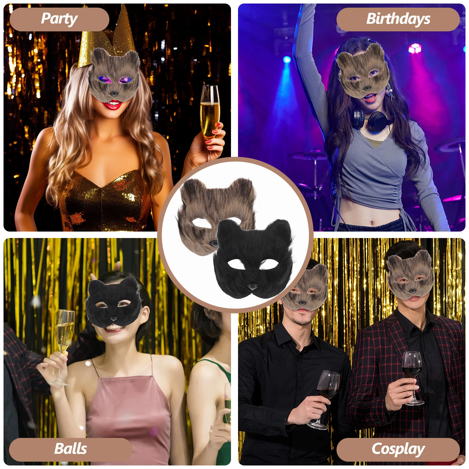 

2 Pcs The Mask Fox Decorative Masks Cosplay Party Costume Prop Halloween Carnival Men and Women