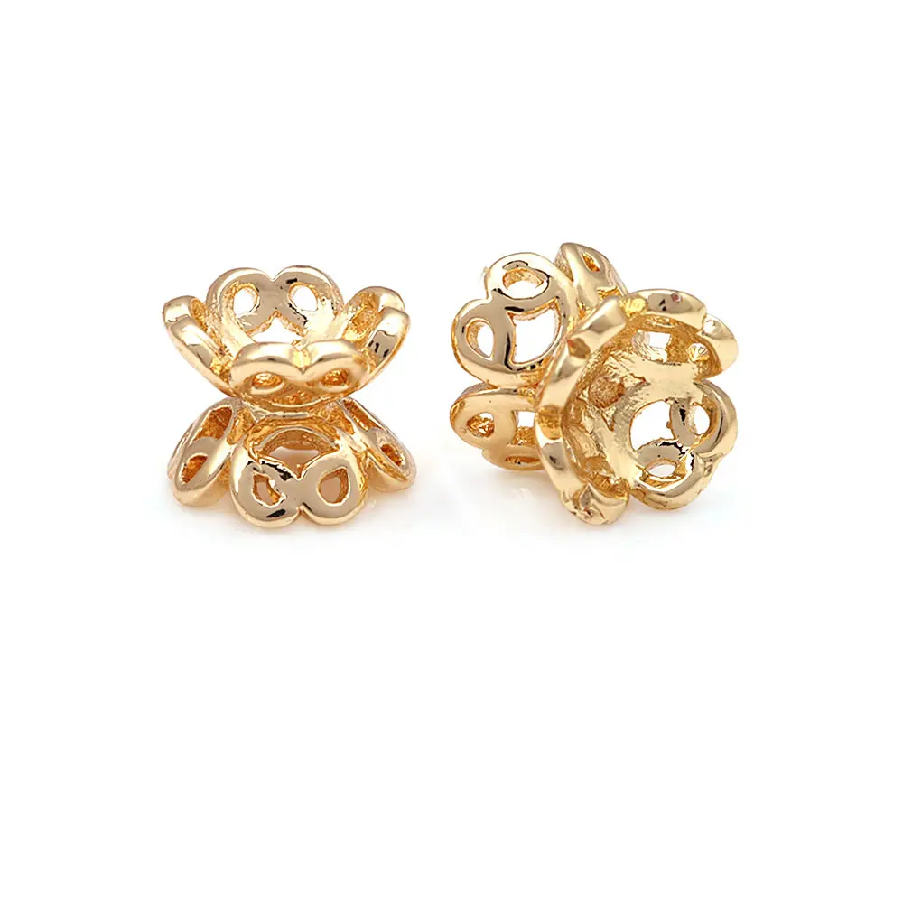 18K Gold Color Brass Double Side Flower Beads Caps Diy Accessories Jewellery Making Materials Rosediy official-website