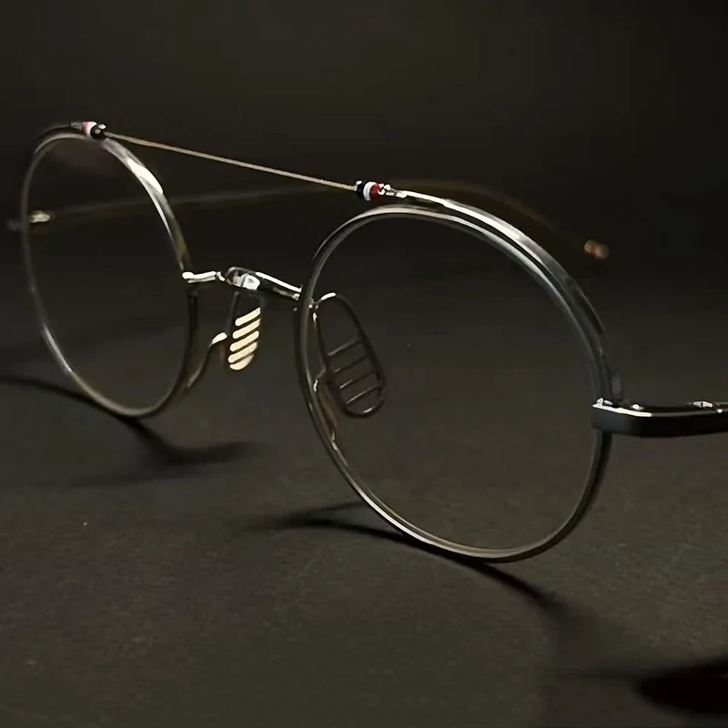 New York Brand TB910 Round Spectacle Frame Feature Pilot Double beam Eyeglasses  Handmade Fashion Eyeglass Frame Men Women Retro