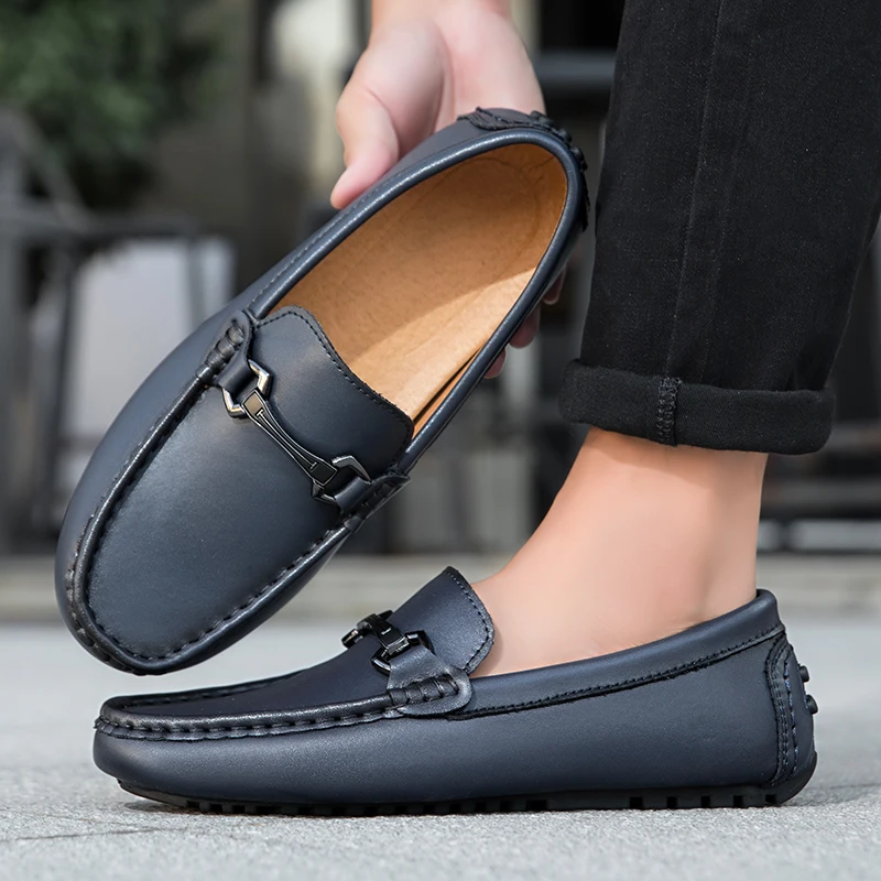 Genuine Leather Men Casual Shoes Luxury Brand Mens Loafers Moccasins Breathable Slip on Italian Driving Shoes Chaussure Homme