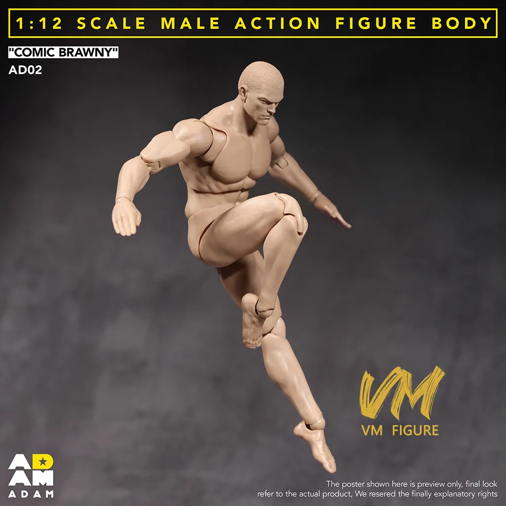 ADAM-AD02 1/12 Mannelijke Sterke Spiergewricht Lichaam 6 inch Super Flexibele Comic Soldaat Action Figure Lichaam Pop Speelgoed met Hoofd Model