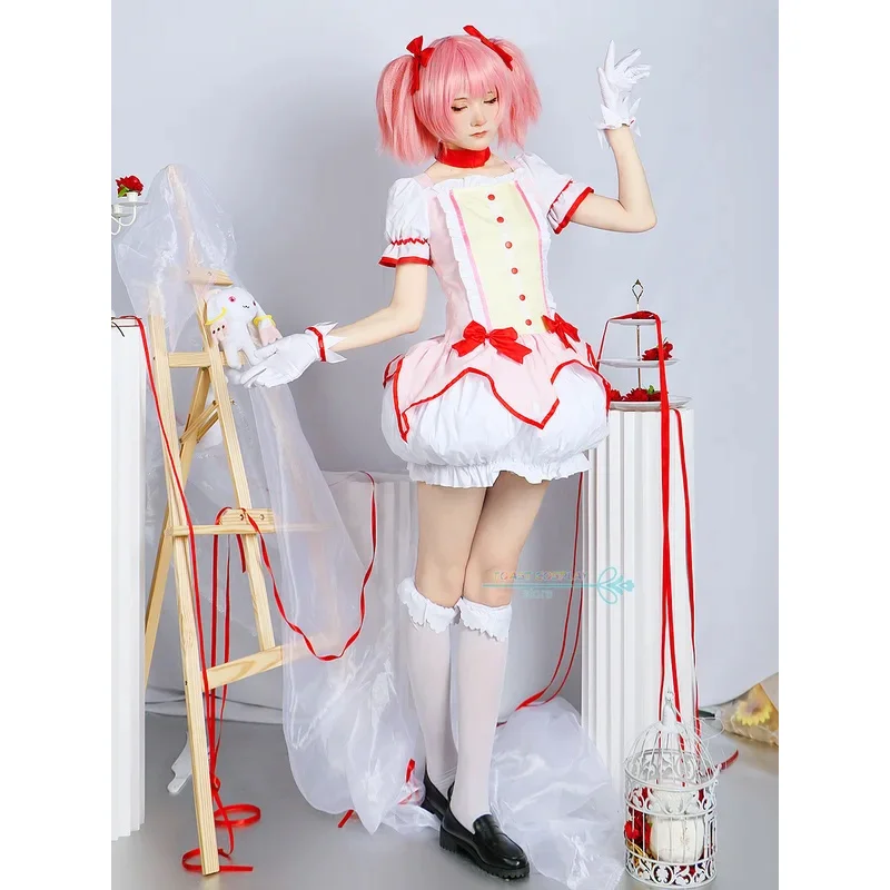 アニメコスプレ衣装魔法少女まどか☆マギカ鹿目まどか暁美ほむら Cos 衣装素敵なスカートかつらハロウィンパーティー女性