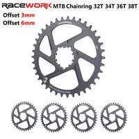 RACEWORK MTB 3/6mm plato compensado rueda de cadena de bicicleta de montaña ancha estrecha 32T 34T 36T 38T corona para bielas SRAM XX1 NX 3 pernos