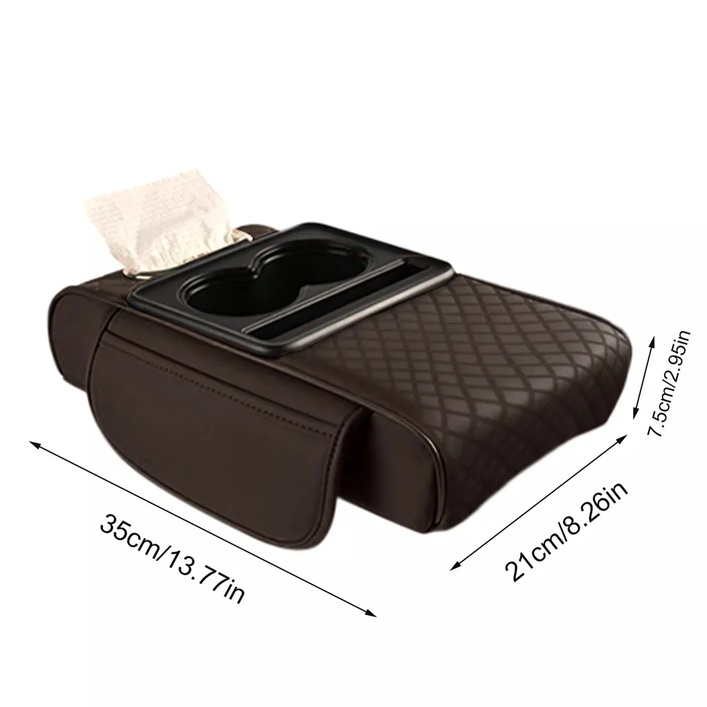 Multifunctional Car Armrest Cushion,Car Armrest Cushion Pillow with Cup Holder and Phone Storage Multifunctional Booster Pad