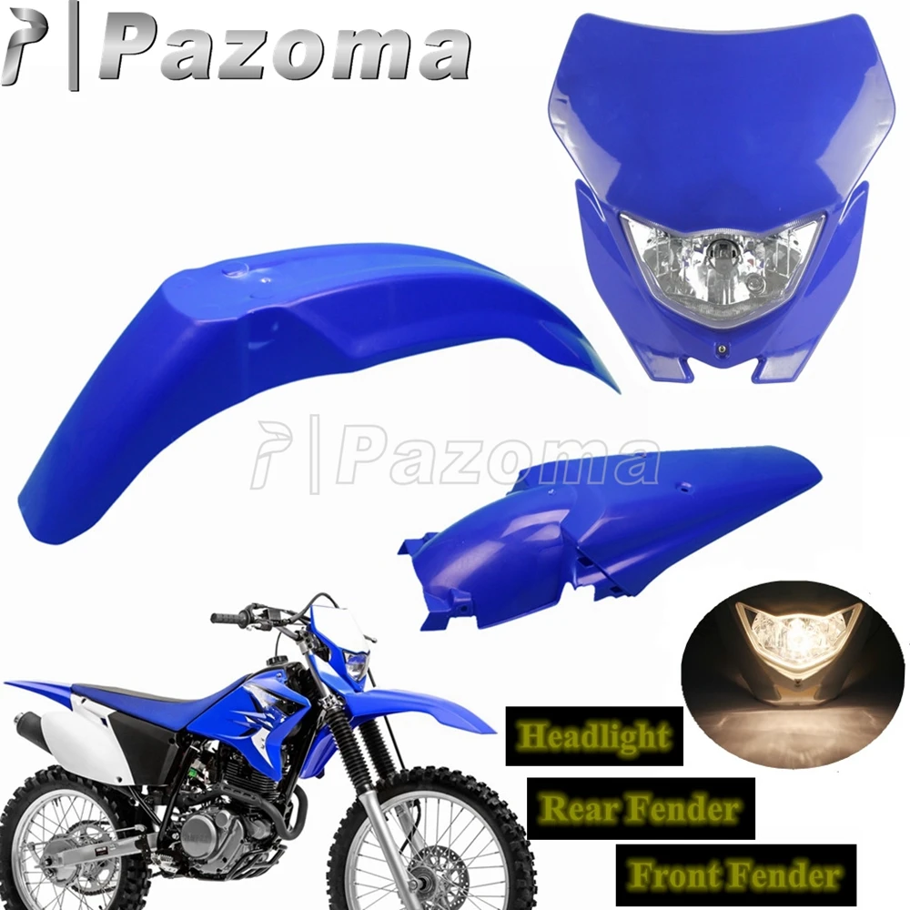 Blue Motocross Headlight Head Lamp Lights Front / Rear Mudgaurd Fender For Yamaha WR TTR YZ YZF 90 125 230 250 450 Dirt Bikes