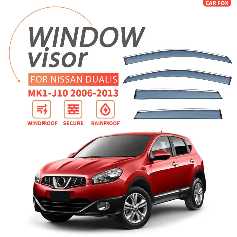 

Для NISSAN Dualis 2006-2013: Дефлекторы окон, козырьки от дождя и солнца, аксессуары для авто, стайлинг автомобиля