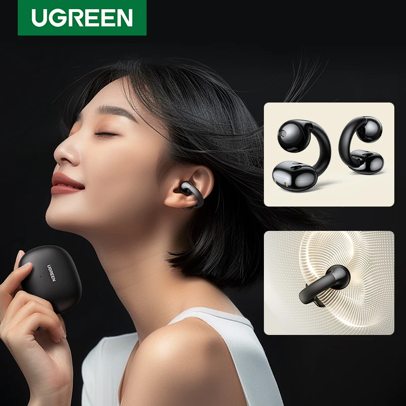 UGREEN Choice HiTune S3 Open Ear Clip Wireless Earbuds Bluetooth Sports Earphones Headphones in Mic with Earhooks & Ear Hook