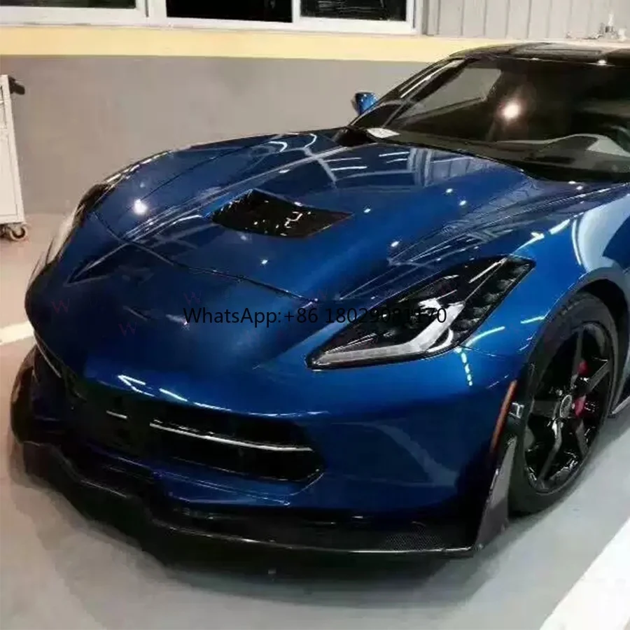 Lábio do amortecedor dianteiro de fibra de carbono para Chevrolet Corvette C7, difusor dianteiro, peças do carro, 2013-2018