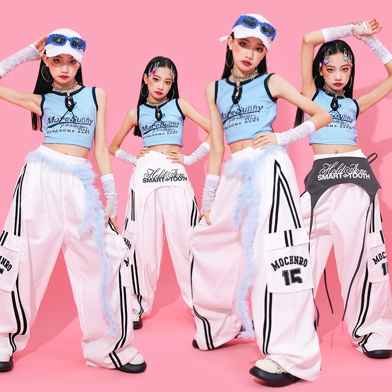 Mädchen Hip Hop Kleidung Crop Top Cargo Hosen Kinder K-pop Street Dance Kostüm Kinder Mädchen Gruppe Streetwear Jazz kleidung Sets