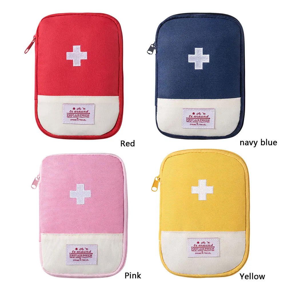 Empty Portable Small First Aid Bag Kit Blue Red for Outdoor Travel Camping Home Easy Carrying Emergency Survival Case