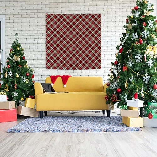 Henge Christmas Christmas Red Black Oblique Plaid Patterned Wall Cover image 4