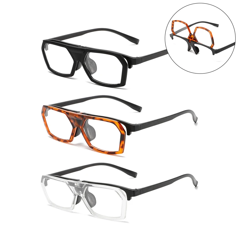1/2/3 Stück Halbrahmen, hochklappbare Lesebrille, großer Rahmen, Anti-Blaulicht, vielseitiger Rahmen, leichter Stil, klare Brillengläser