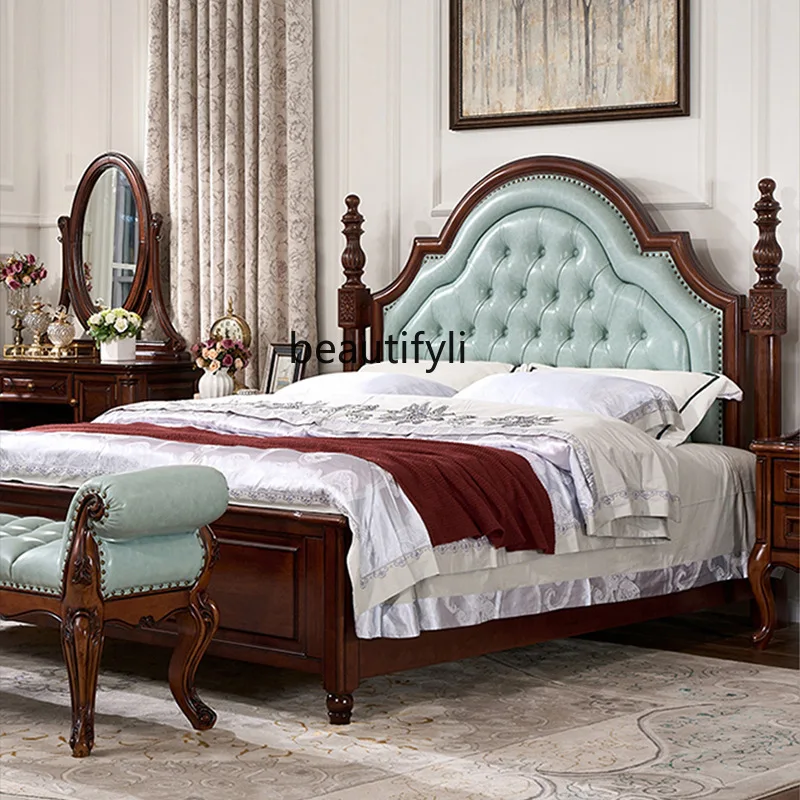 Mahogany core wood American all solid wood soft bag bed 1.8 meters double bed 1.5 meters