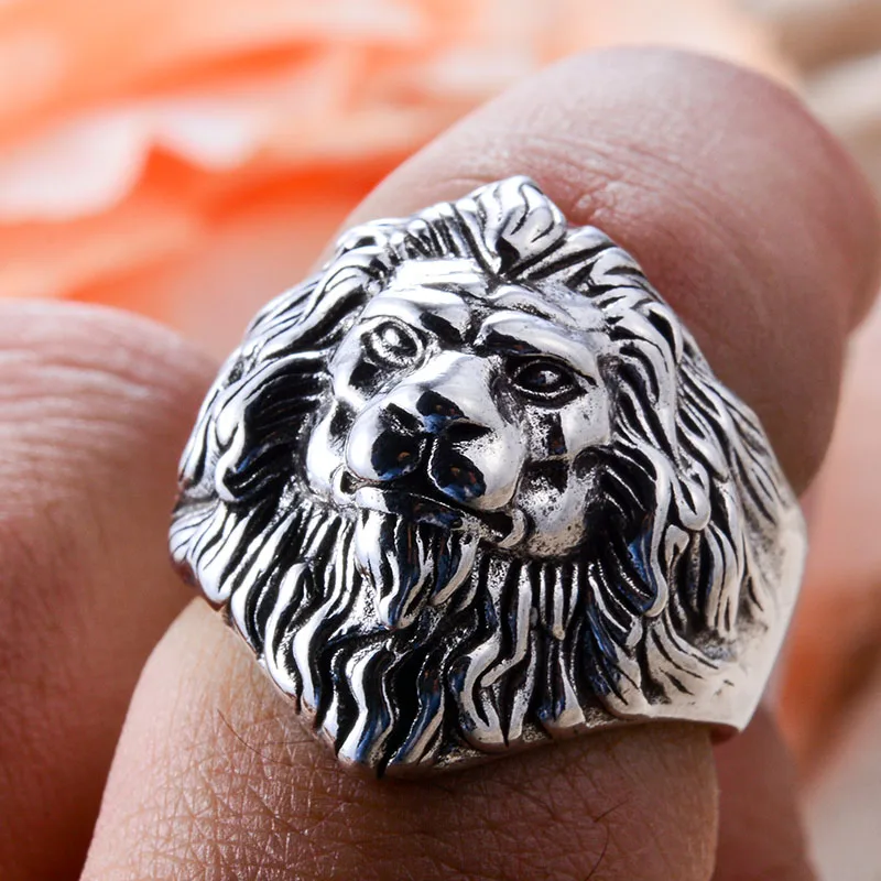 Original Jewelry Exaggerated Lion Animal Design Retro Thai Silver Men Party Ring Promotion Gifts Cheap Never Fade image 6