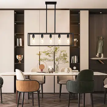 Vrygle 工業風五燈吸頂燈,黑色廚房中島吊燈,適用於客廳、走廊和農舍風格家具 10 best sales 工業光澤 - №1