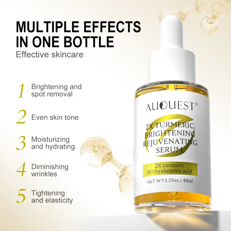 AUQUEST Vitamin C Dark Spot Remover Serum Hyaluronic Acid Whitening Face Serum Turmeric Collagen Facial Skin Care Beauty