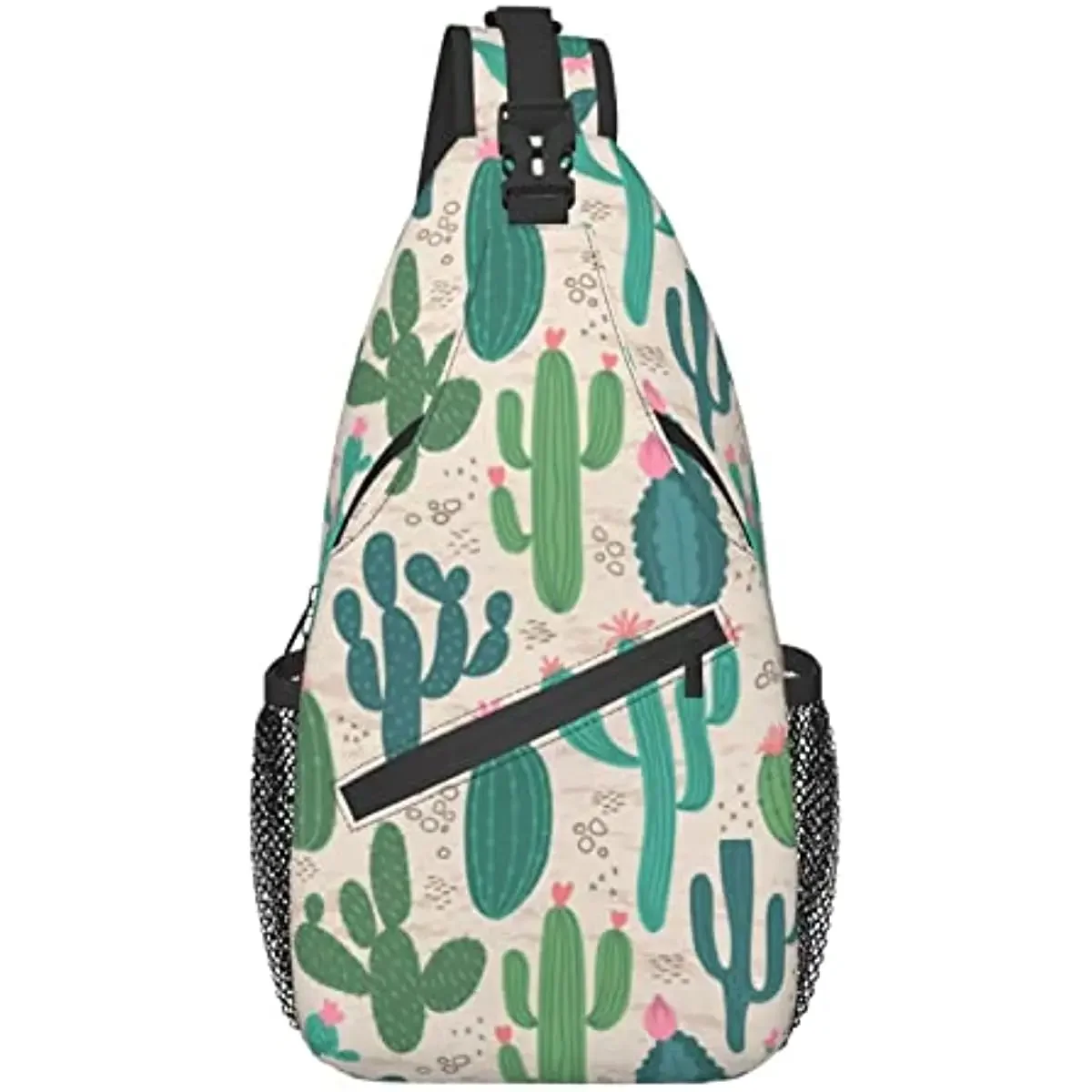 Watercolor Cactus Sling Bag Hiking Travel Backpack Waterproof Adjustable Daypack Crossbody Shoulder Chest Bag for Women Men