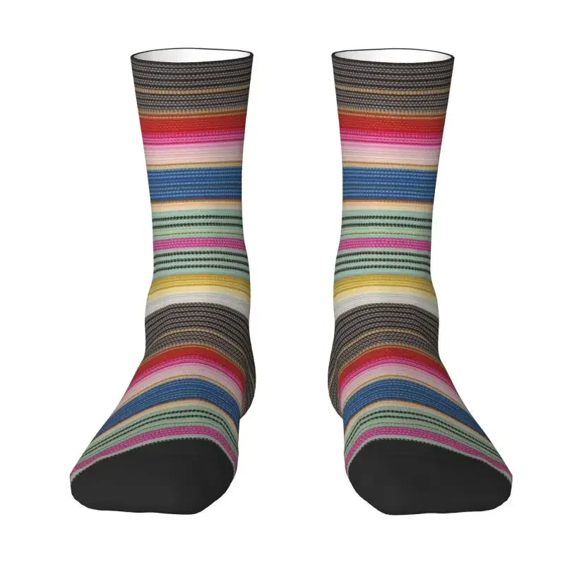 

Retro Vintage Luxury Fabric Stripes Texture Crazy Socks for Men Women Breathable Funny Novelty Bohemian Boho Style Crew Socks