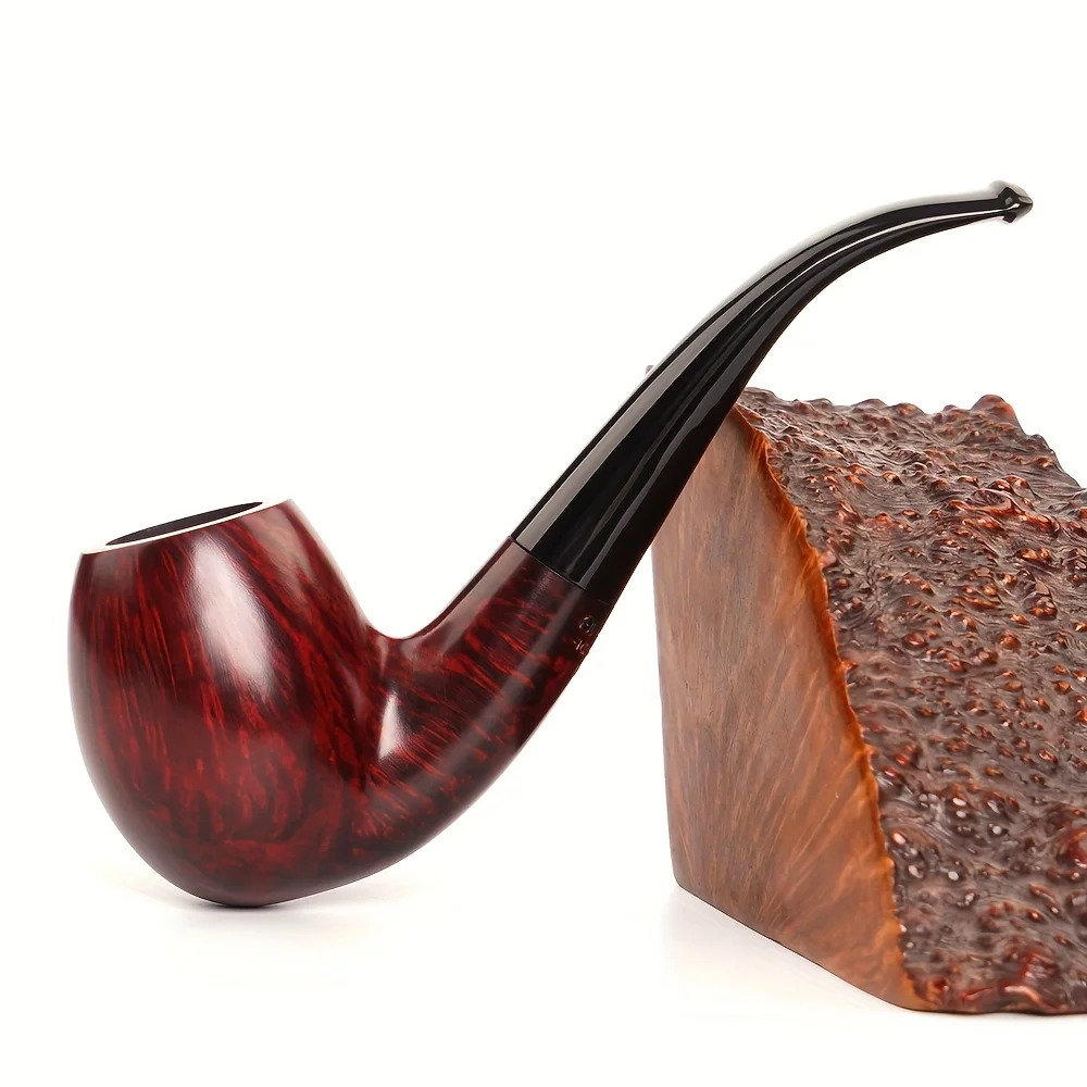 

Muxiang Handcrafted Briarwood Smoking Pipe - Portable, Durable & Lightweight For Home And Outdoor Use, Deep Red