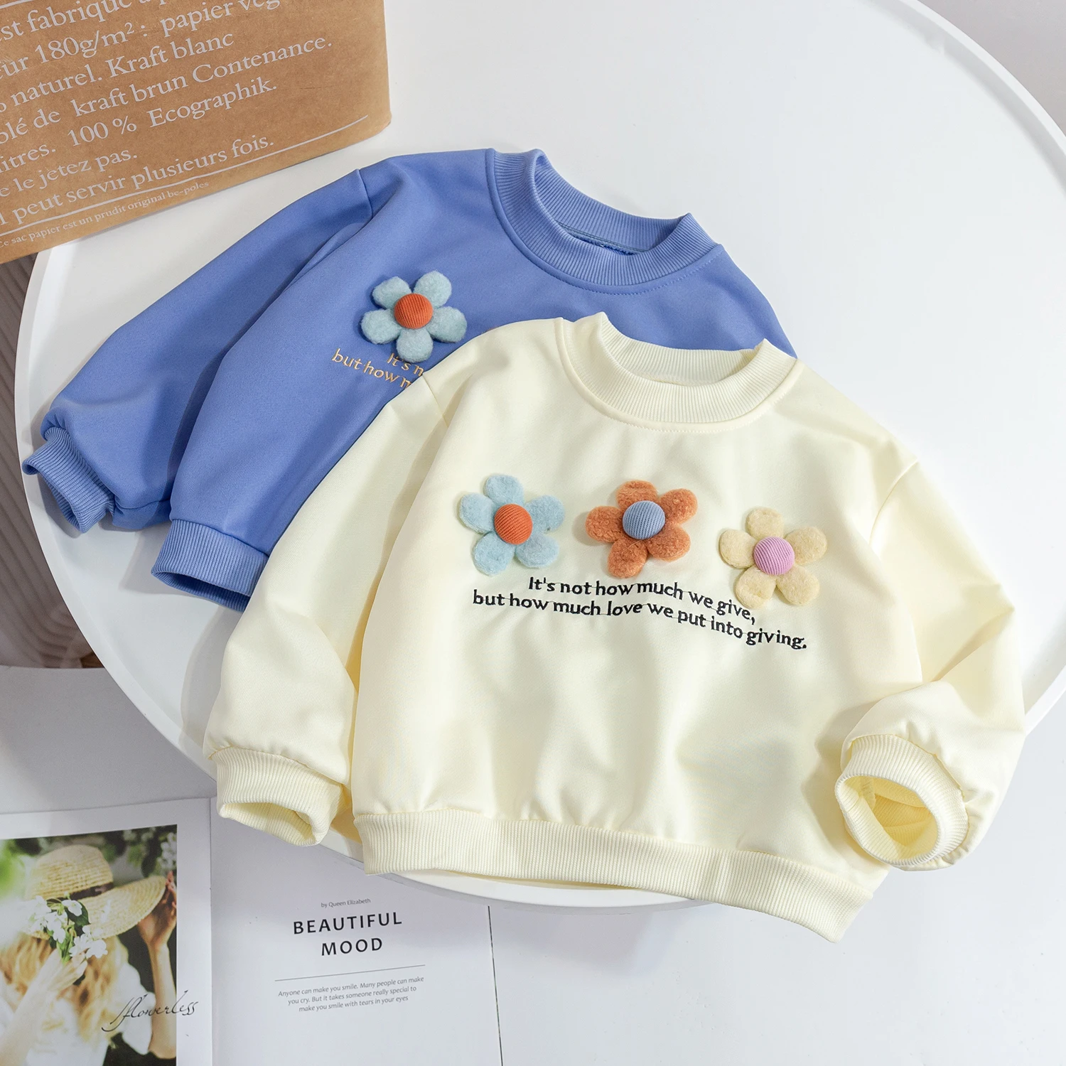 2023 New Girl Hoodies with Flower Kids Long Sleeved  Cute Tops Cotton Baby Casual Sweatshirts Spring Autumn 2 4 6 8 10