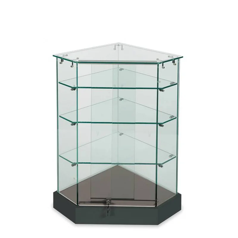 Custom full tempered glass display showcase counter set