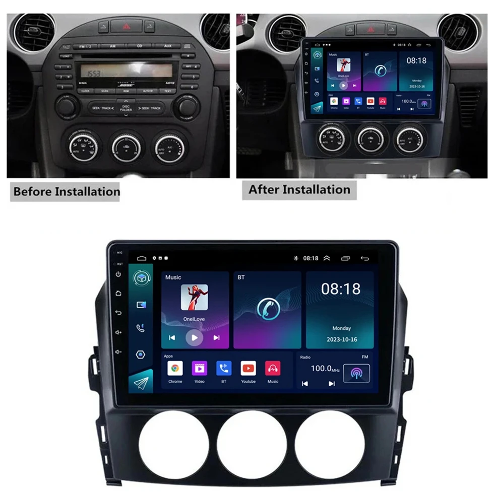 Android 13 Car Radio Video Multimedia For Player Mazda Mx5 2005 - 2013 2015 Navigation GPS Autoradio Head Unit Wireless Carplay