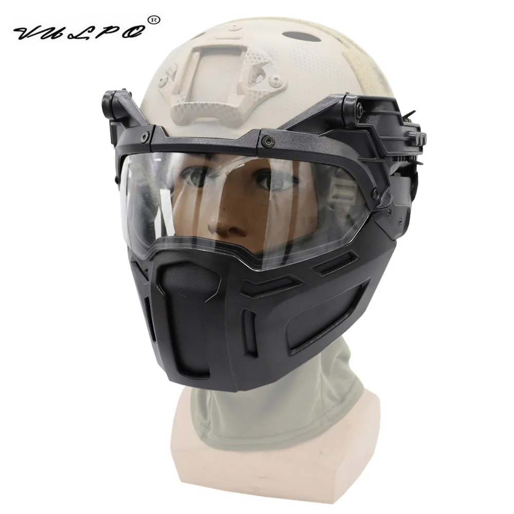 Casco táctico VULPO, máscara de media cara para caza, Airsoft CS, Paintball, equipo rápido