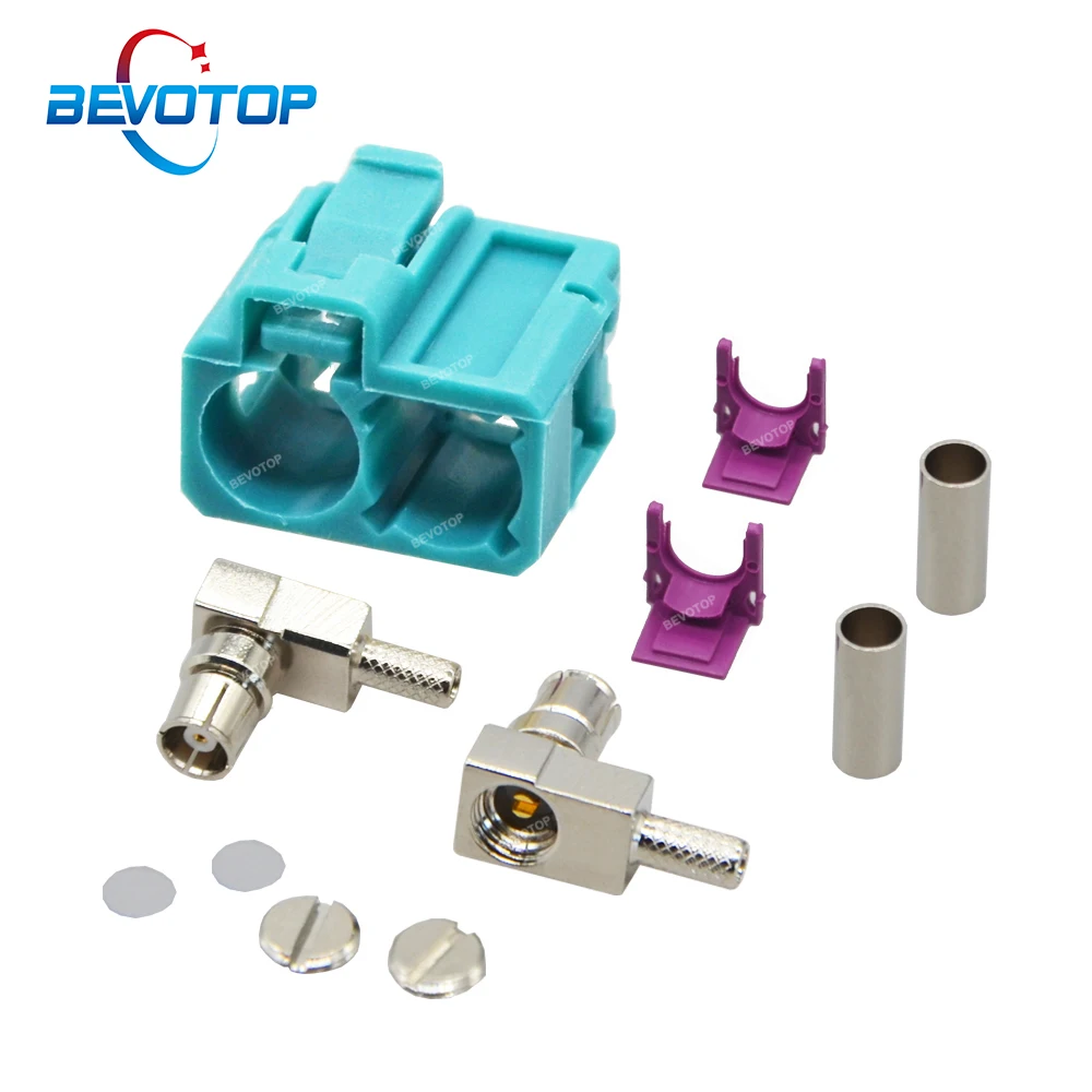 Conector Duplo Fakra Z Fêmea BEVOTOP, Conector Duplo Fakra II SMB, Conectores Coaxiais RF de 50 Ohm para Cabo RG316 / RG174