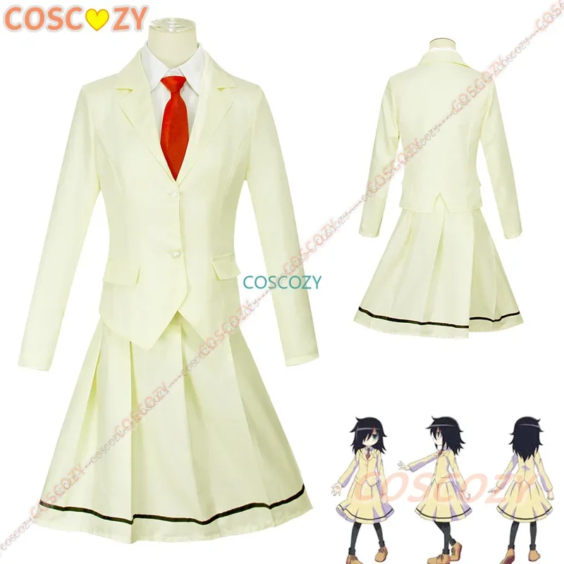 Anime WataMote Tomoko Kuroki cosplay costume women girls yellow JK skirt high school girls convention uniform socks tie set