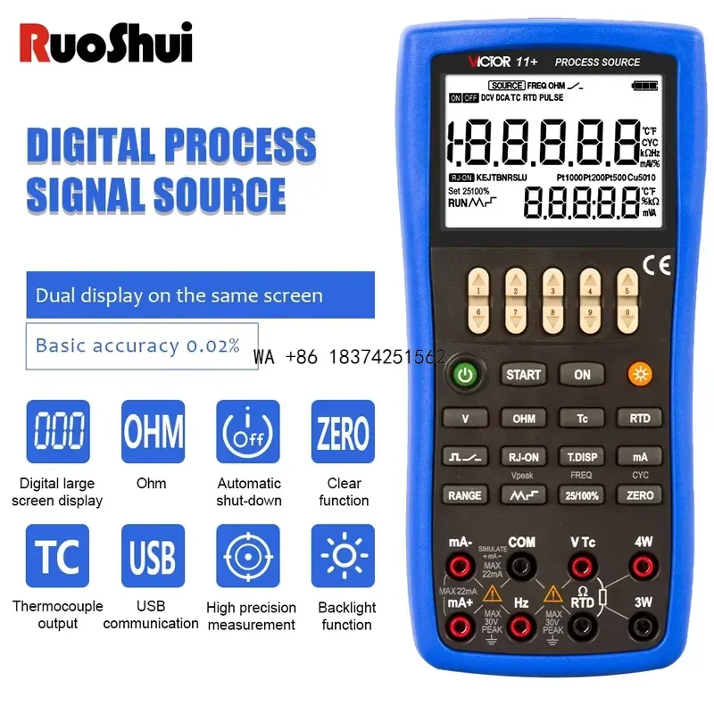 Wmwmnu for Victor 11+ Process Signal Source High Accuracy LCD Output Thermal Resistance Simulator Thermocouple Frequency