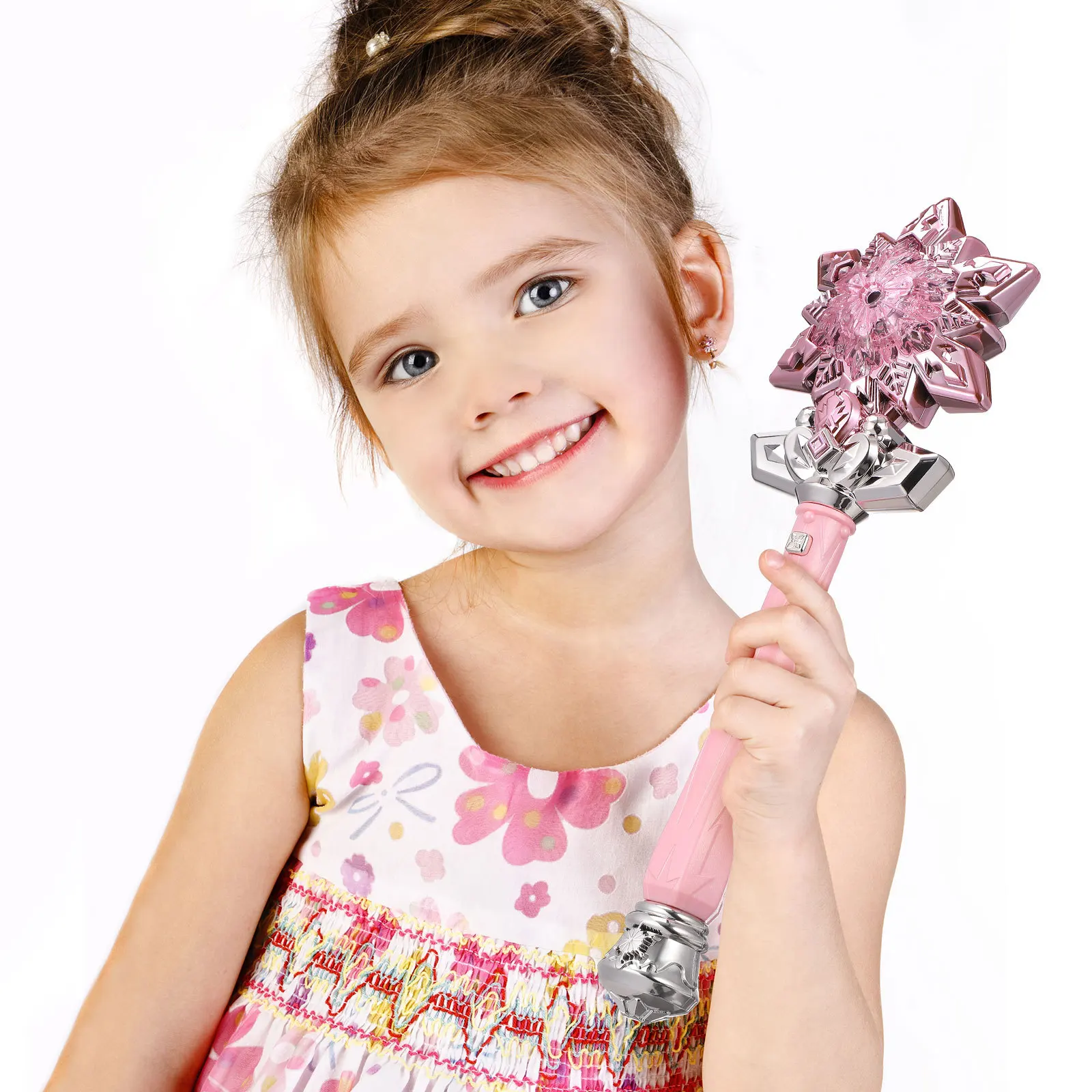 1 pçs varinha de floco de neve iluminar com música varinha de floco de neve para crianças festa princesa cosplay playtime dança iluminada
