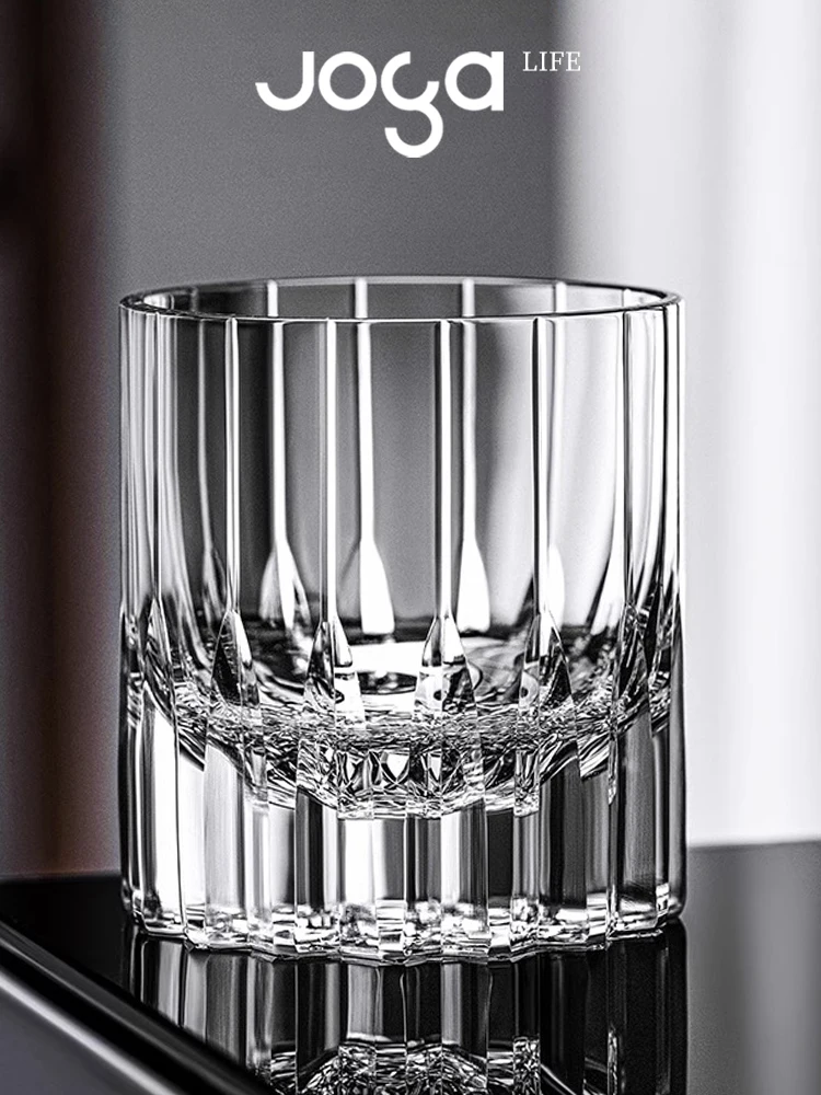 JOGA Premium Crystal Whiskey Glass Star Ray Design Luxury Gift Box European Style Pure Color High Class Glass Beverage Cup